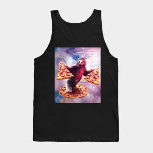 Funny Space Sloth With Pizza Tank Top